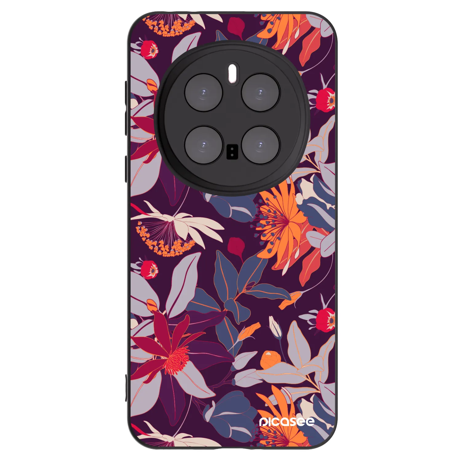 Picasee silikonový černý obal pro Honor Magic7 Pro 5G - Purple Leaf