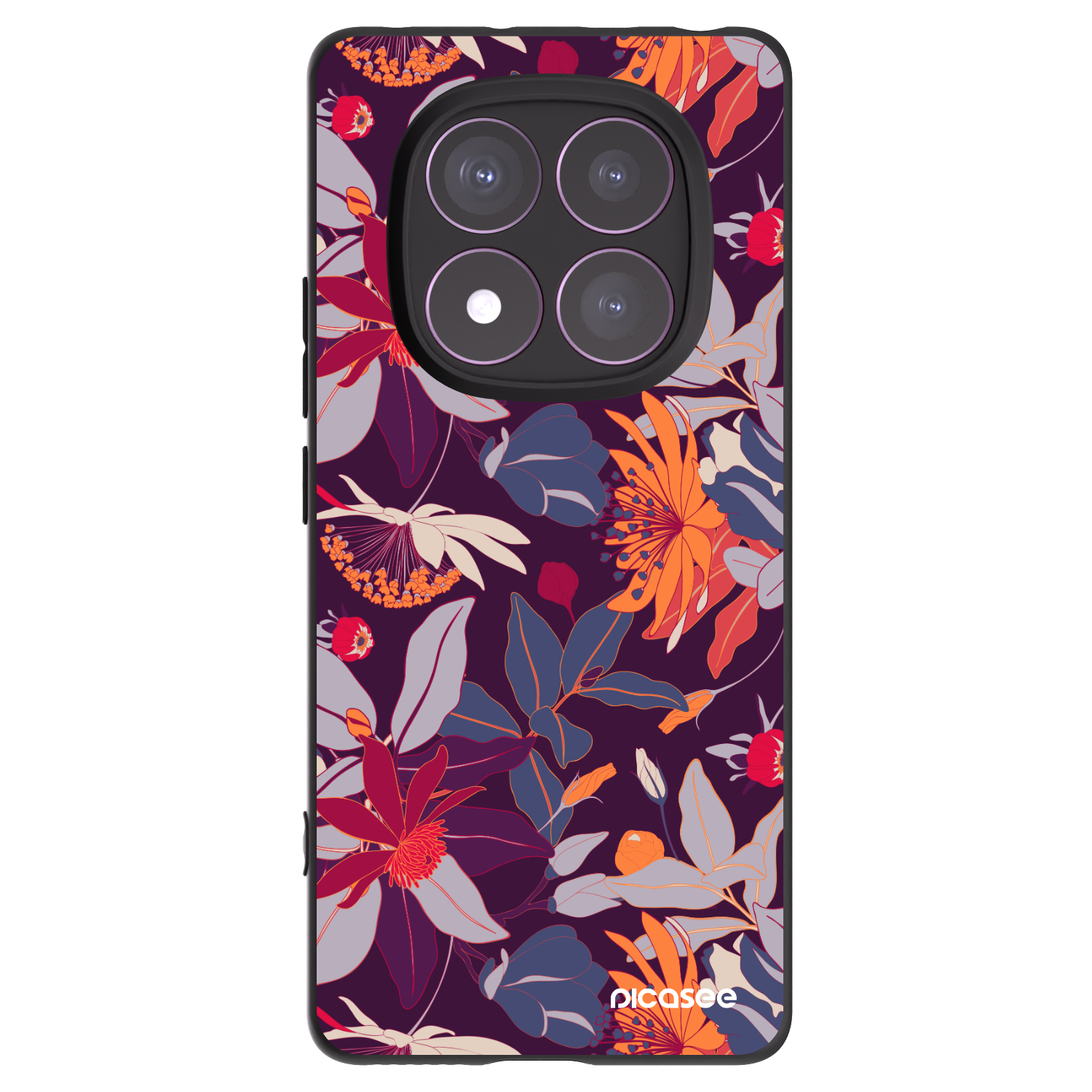 Picasee silikonový černý obal pro Xiaomi Redmi Note 14 Pro 4G - Purple Leaf