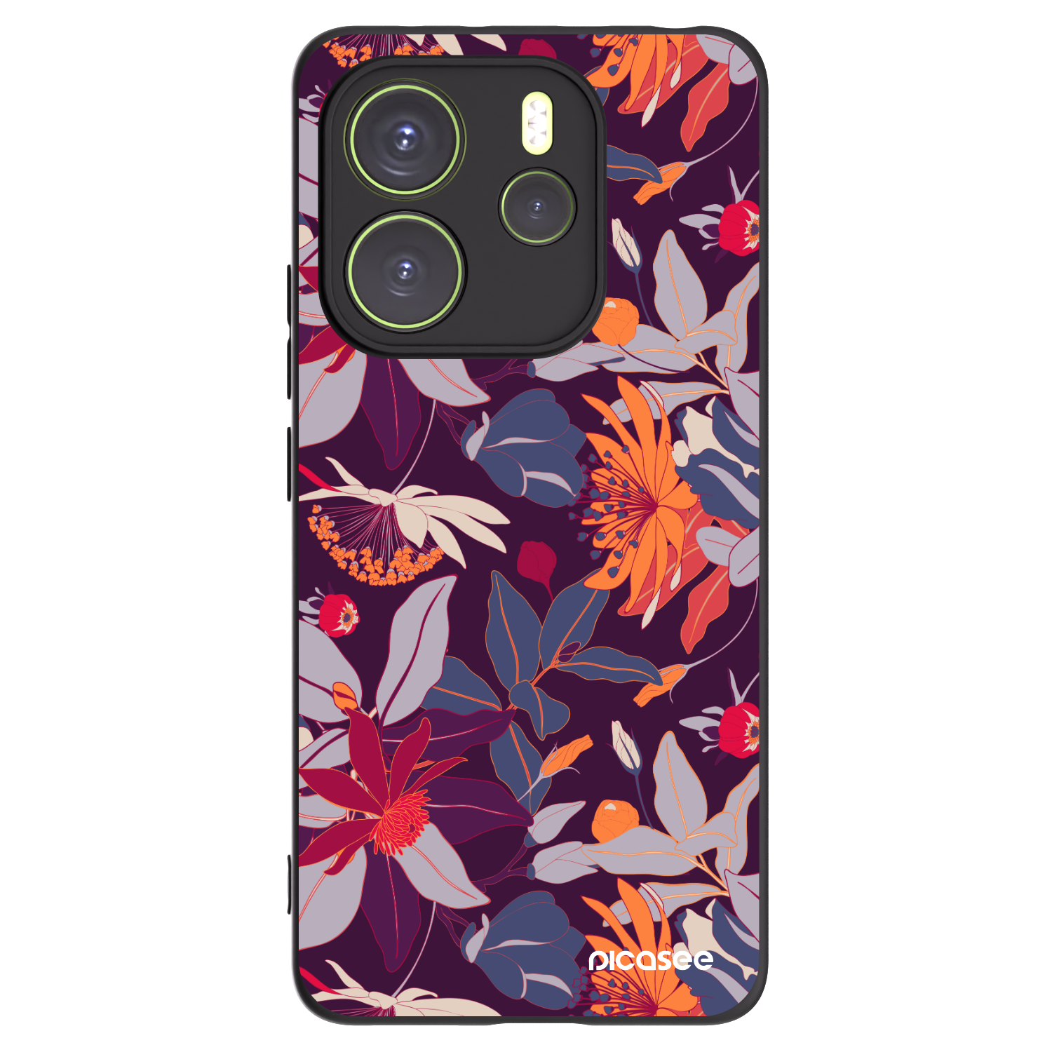 Picasee silikonový černý obal pro Xiaomi Redmi Note 14 4G - Purple Leaf