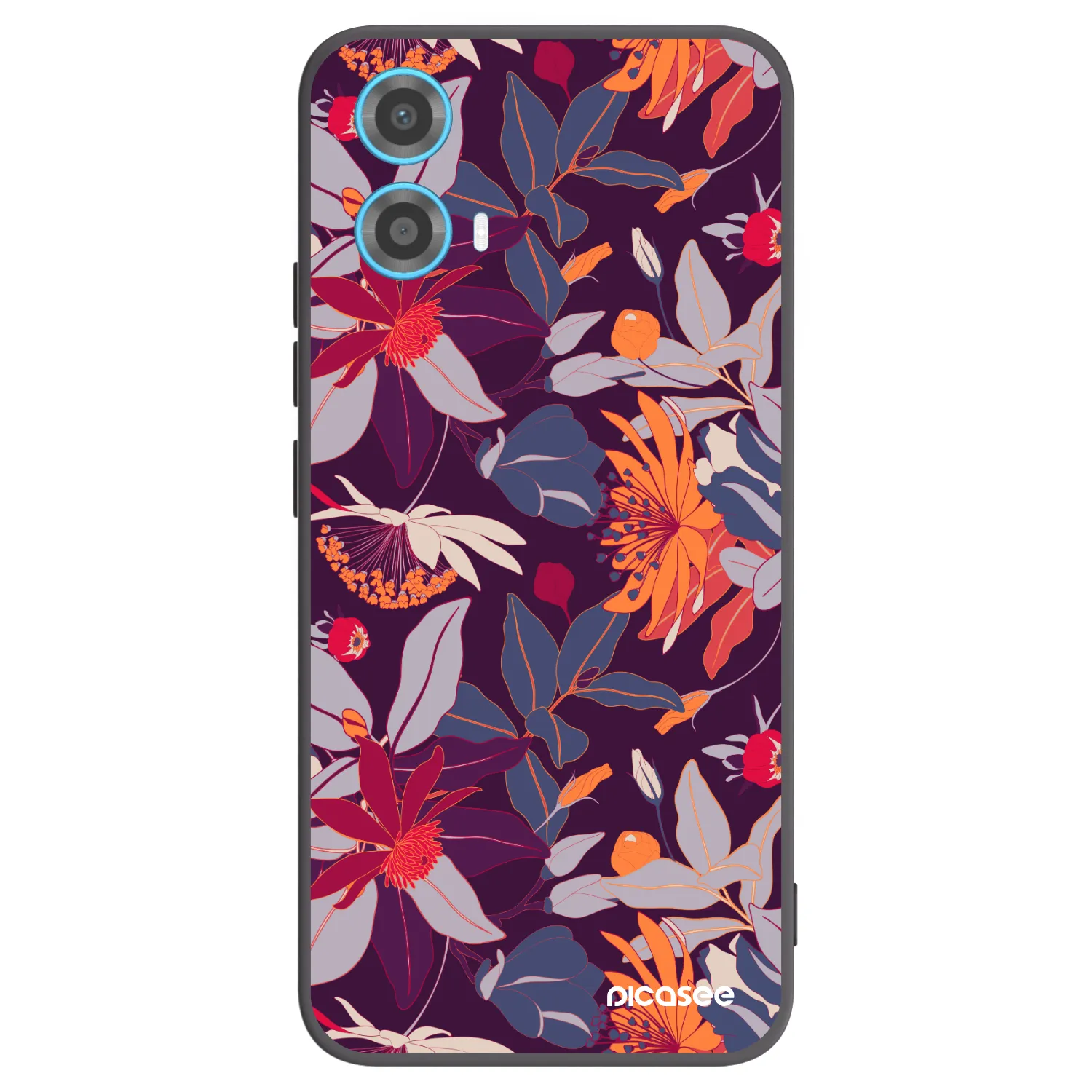 Picasee silikonový černý obal pro Motorola Moto G34 5G - Purple Leaf