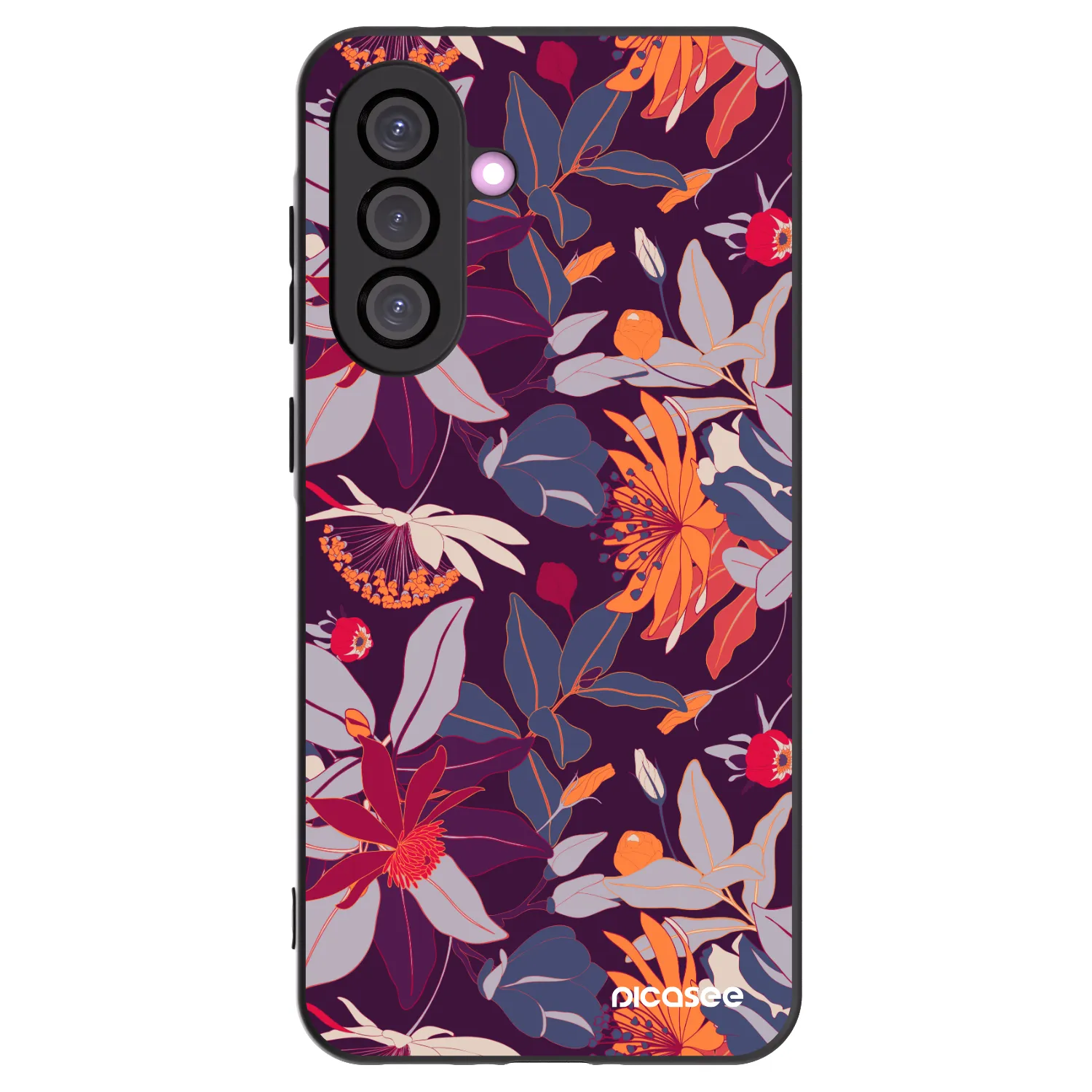 Picasee silikonový černý obal pro Samsung Galaxy A56 5G A566B - Purple Leaf