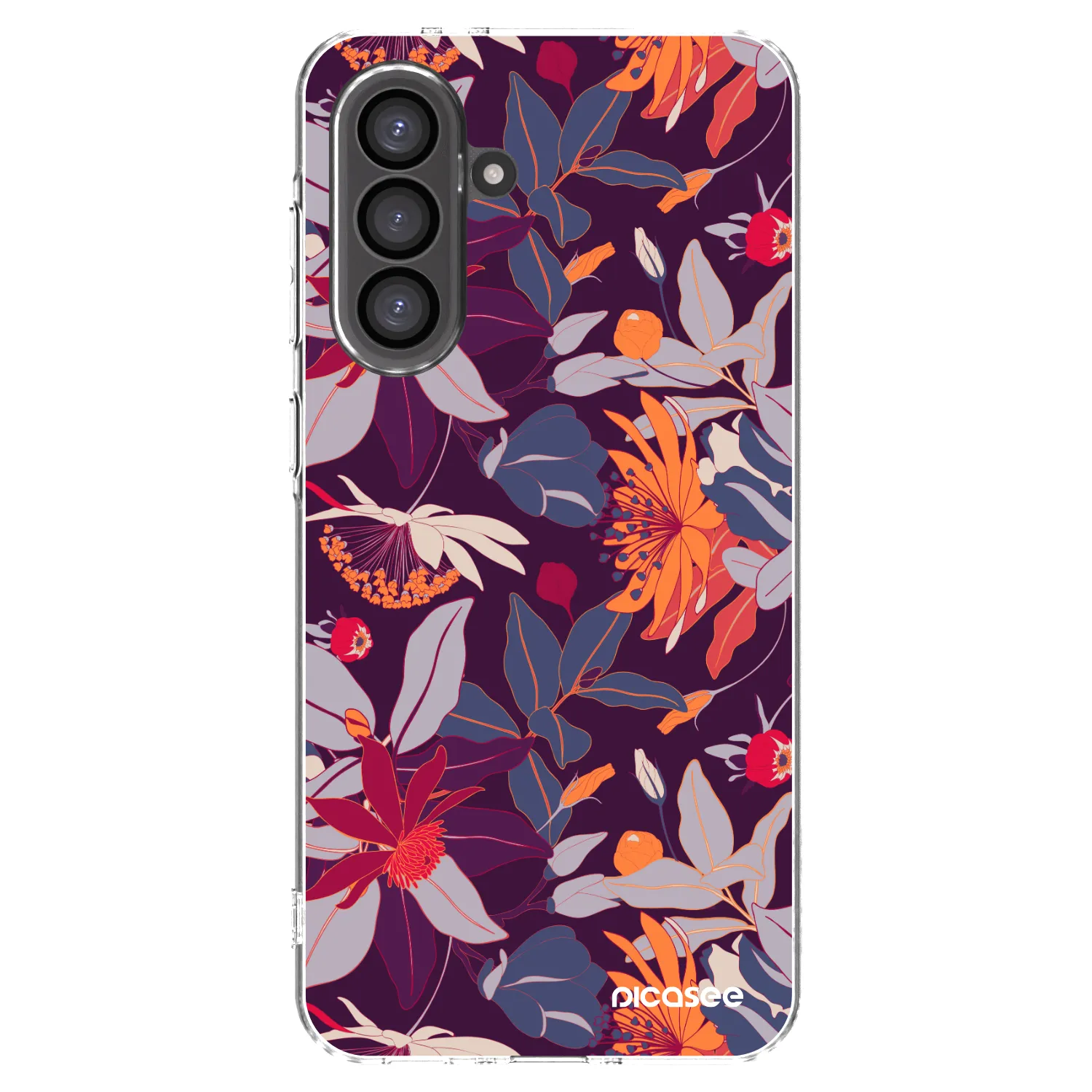 Picasee silikonový průhledný obal pro Samsung Galaxy A56 5G A566B - Purple Leaf