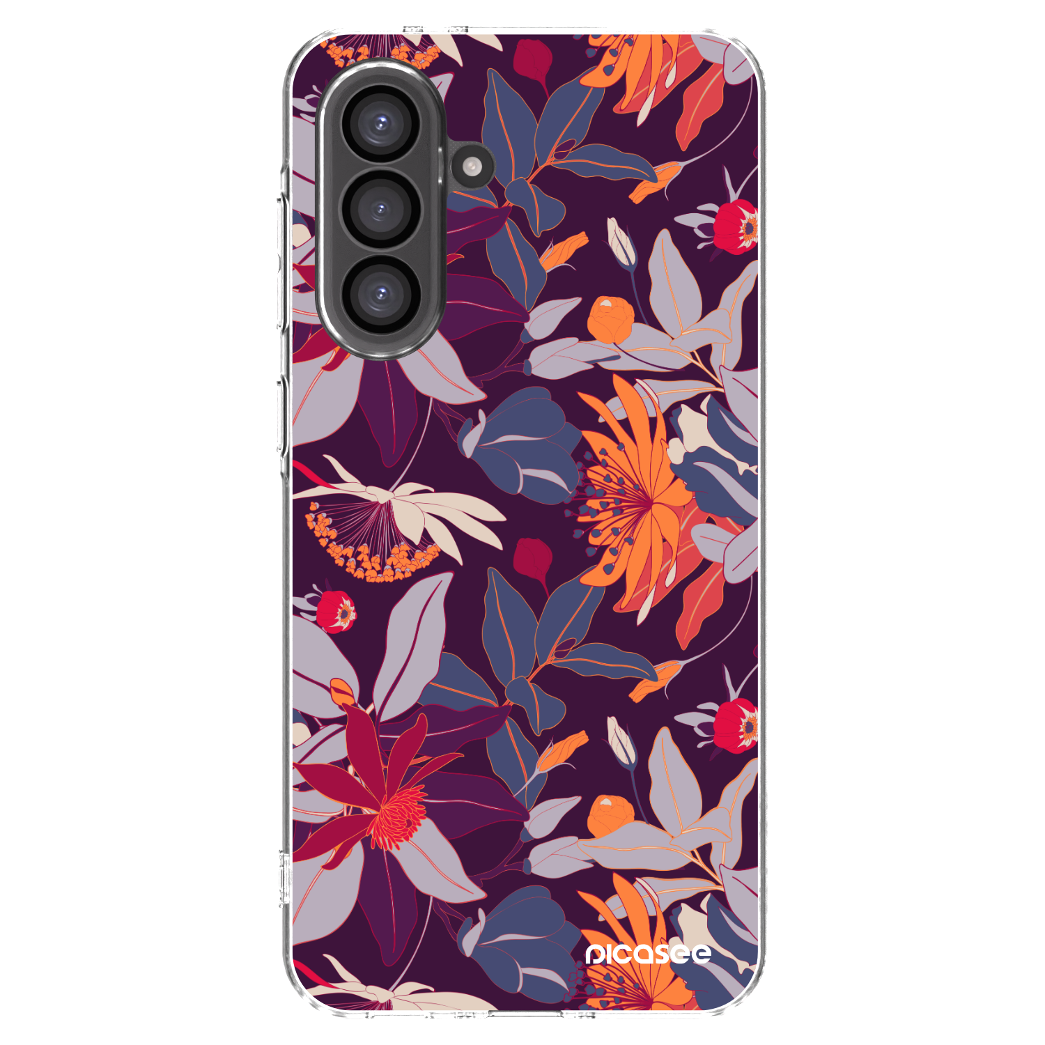 Picasee silikonový průhledný obal pro Samsung Galaxy A36 5G - Purple Leaf