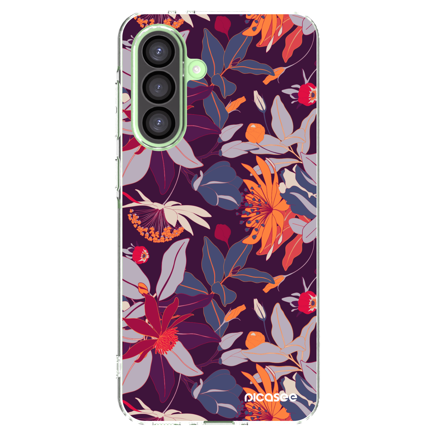 Picasee silikonový průhledný obal pro Samsung Galaxy A26 5G A266B - Purple Leaf