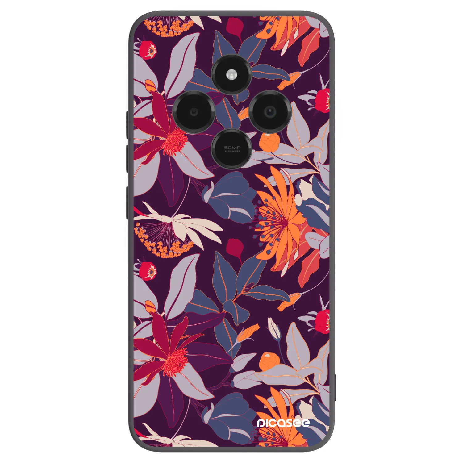 Picasee silikonový černý obal pro Xiaomi Poco C75 - Purple Leaf