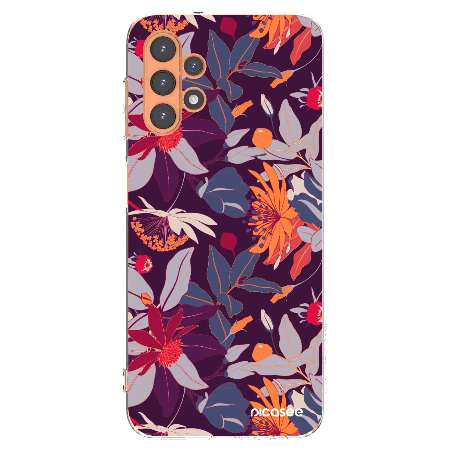 Picasee silikonový průhledný obal pro Samsung Galaxy A13 5G - Purple Leaf