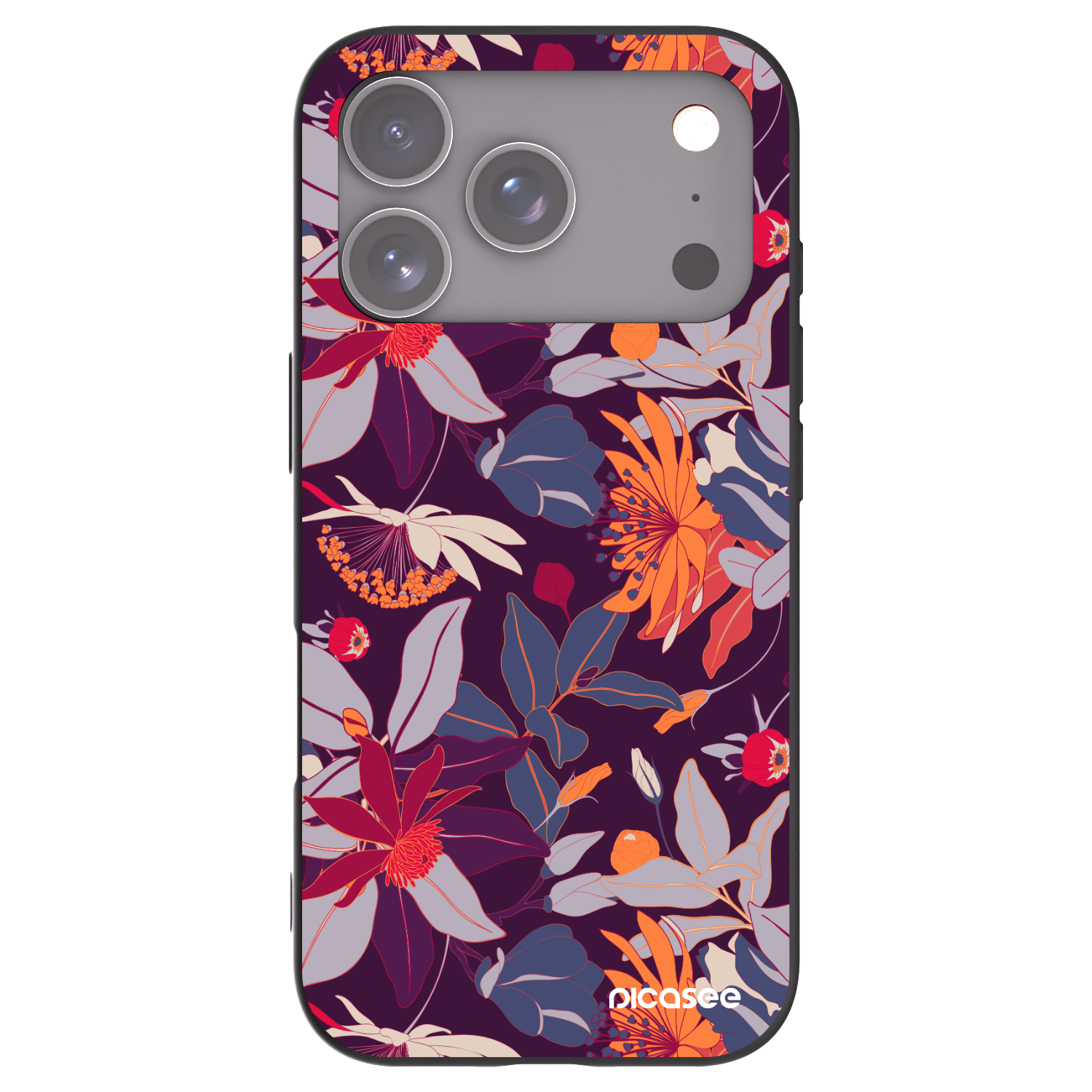 Picasee silikonový černý obal pro Apple iPhone 17 Pro - Purple Leaf