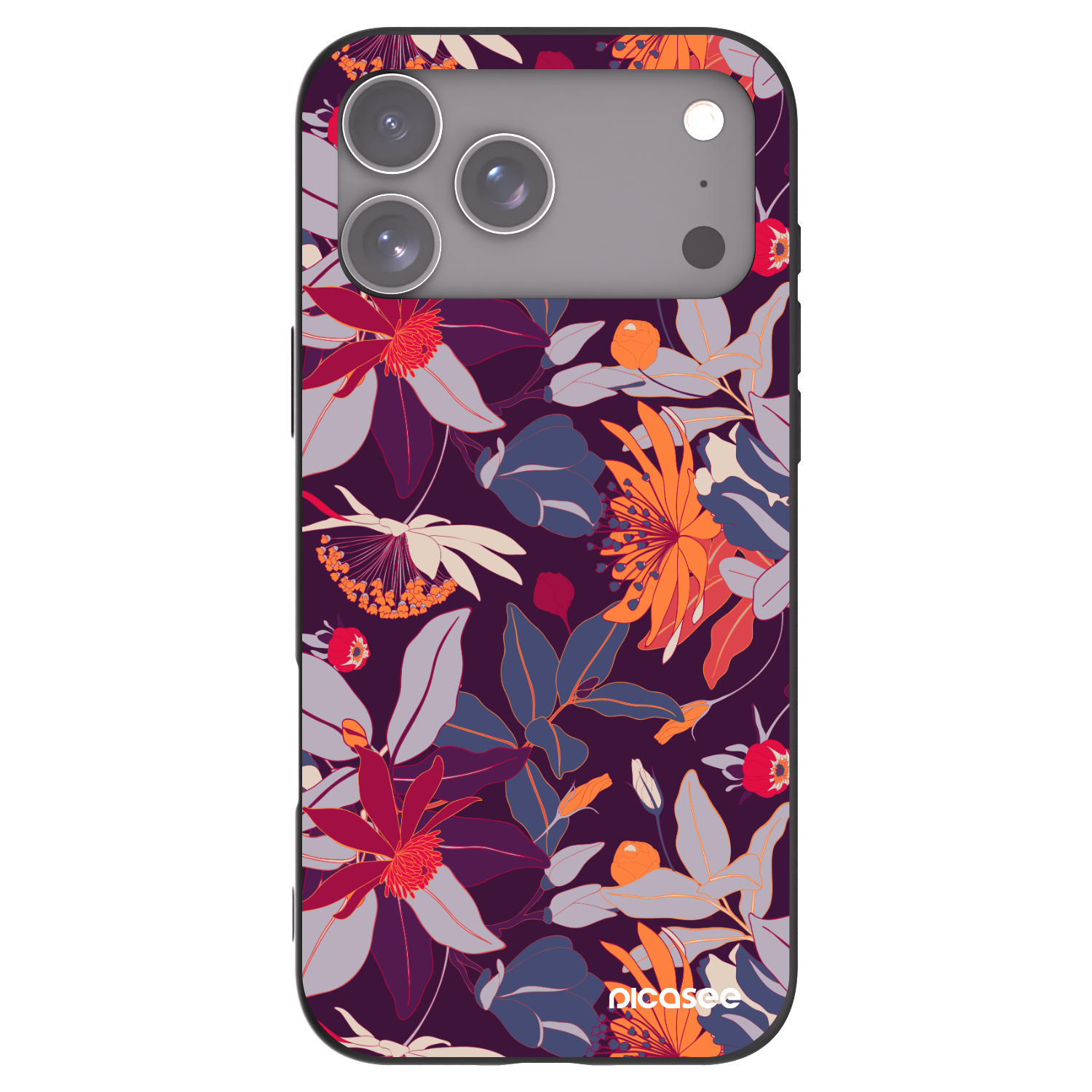 Picasee silikonový černý obal pro Apple iPhone 17 Pro Max - Purple Leaf