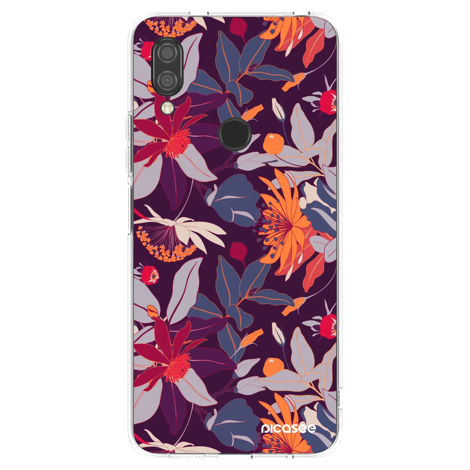 Picasee silikonový průhledný obal pro Xiaomi Redmi 7 - Purple Leaf