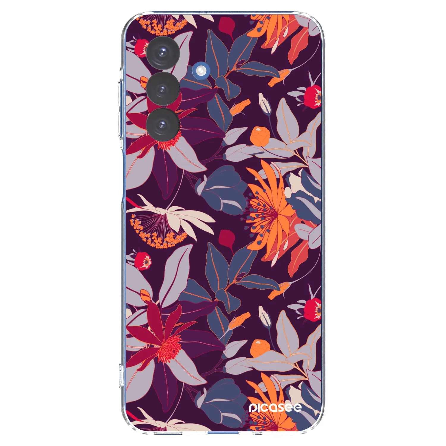 Picasee silikonový průhledný obal pro Samsung Galaxy A17 5G - Purple Leaf