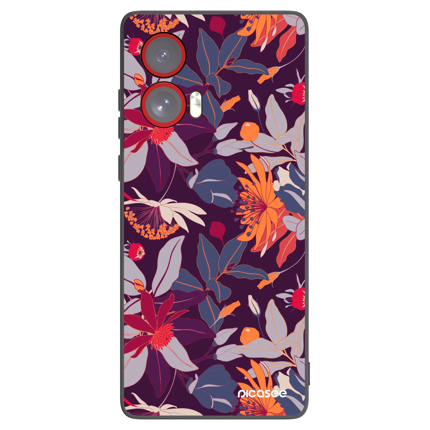 Picasee silikonový černý obal pro Motorola Edge 50 Fusion - Purple Leaf