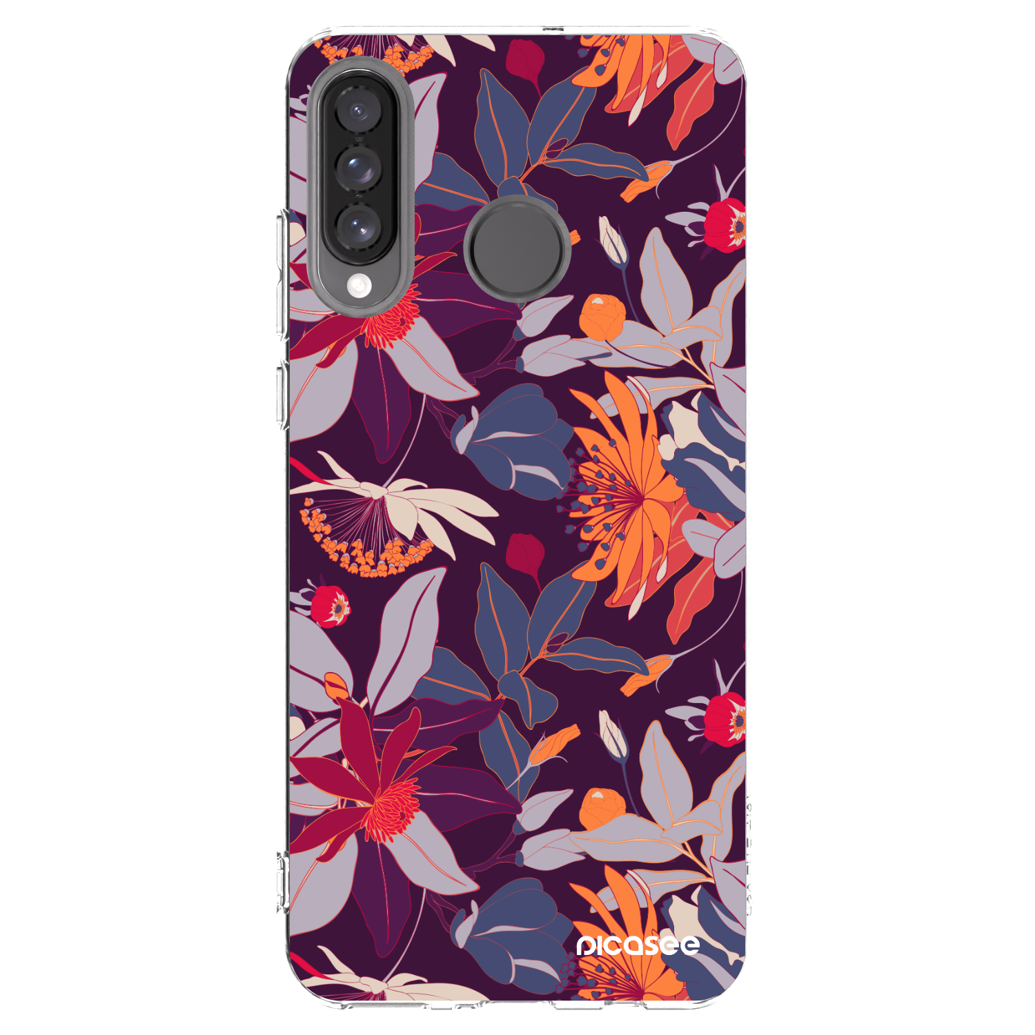 Picasee silikonový průhledný obal pro Huawei P30 Lite - Purple Leaf