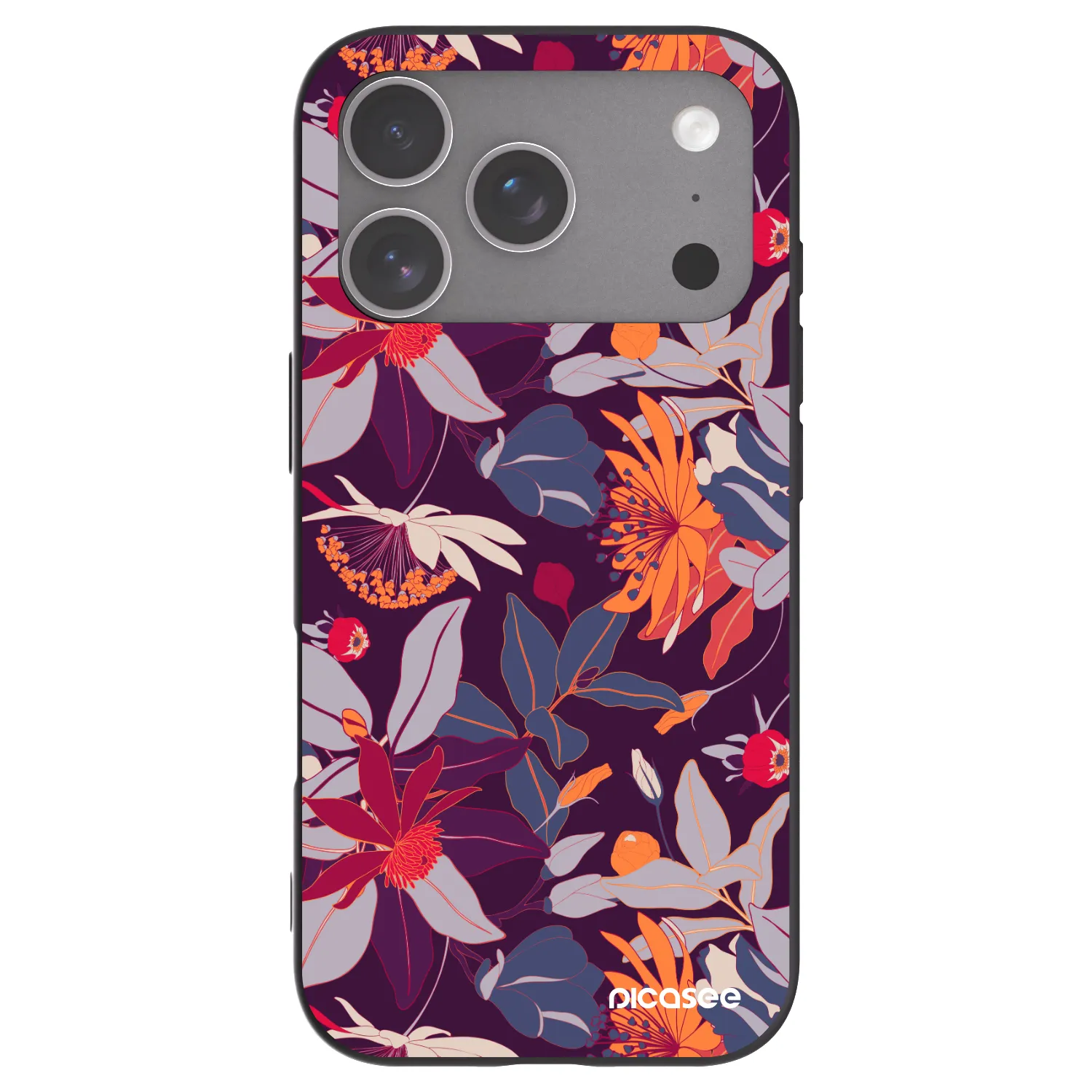 Picasee silikonový černý obal pro Apple iPhone 18 Pro - Purple Leaf