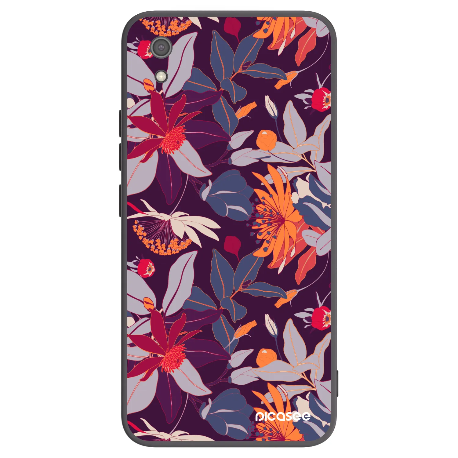 Picasee silikonový černý obal pro Xiaomi Redmi 7A - Purple Leaf