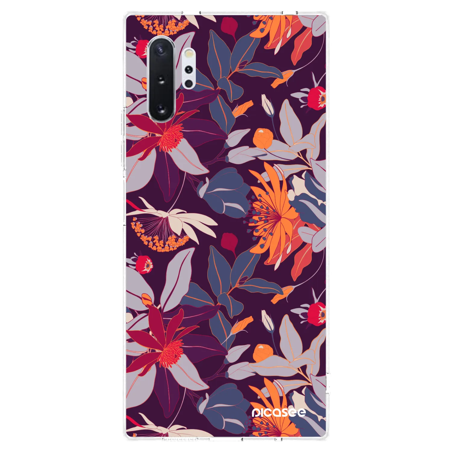 Picasee silikonový průhledný obal pro Samsung Galaxy Note 10+ N975F - Purple Leaf