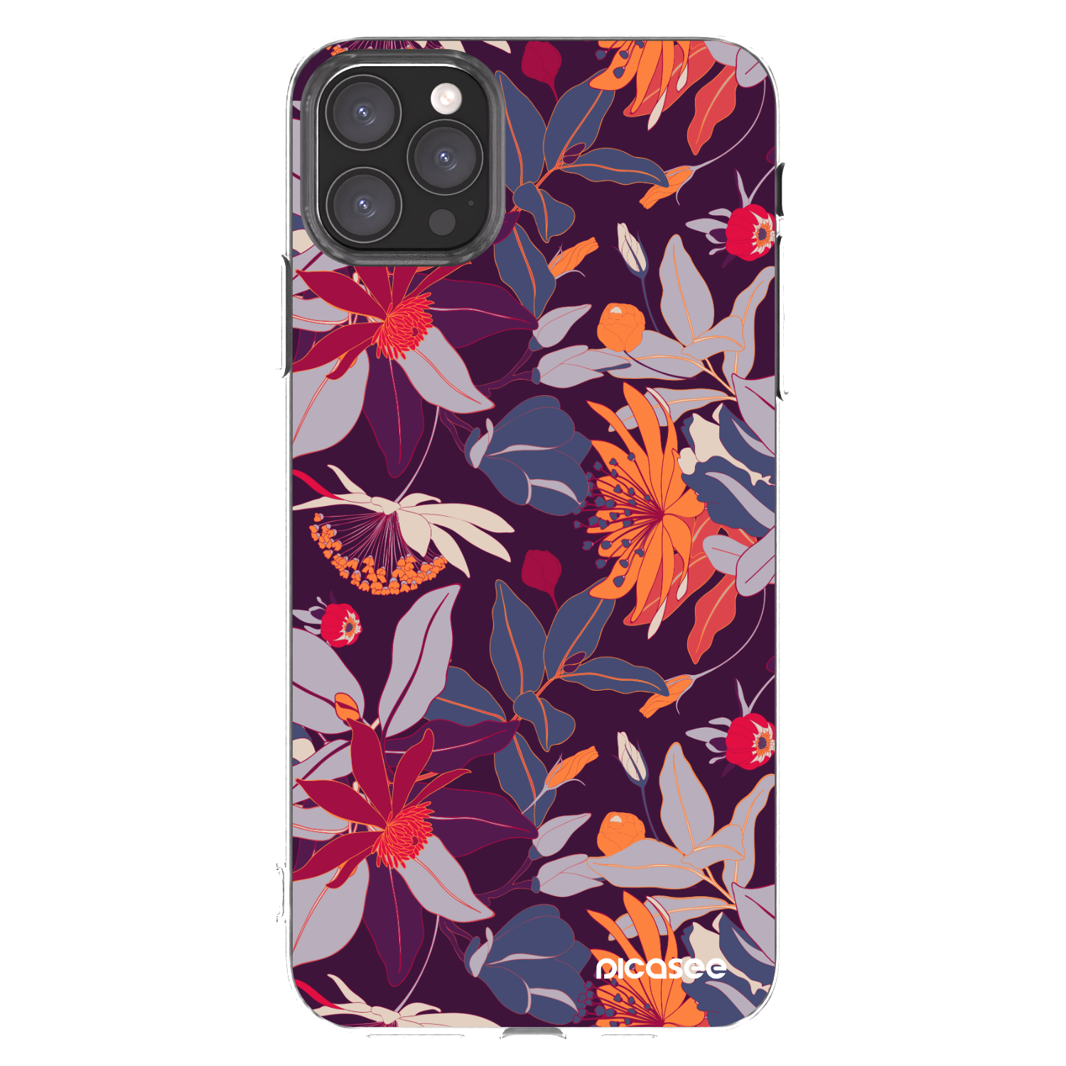 Picasee silikonový průhledný obal pro Apple iPhone 11 Pro Max - Purple Leaf