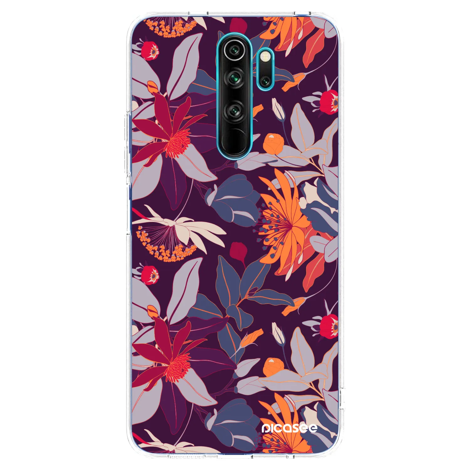 Picasee silikonový průhledný obal pro Xiaomi Redmi Note 8 Pro - Purple Leaf