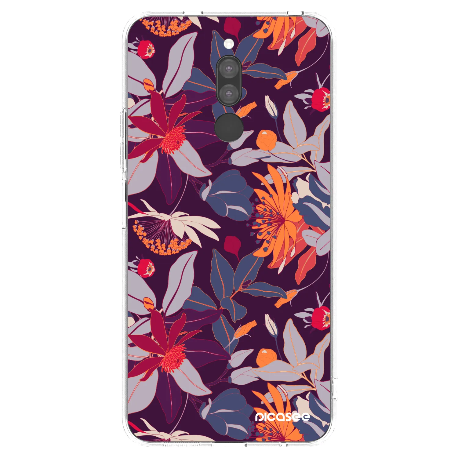 Picasee silikonový průhledný obal pro Xiaomi Redmi 8 - Purple Leaf