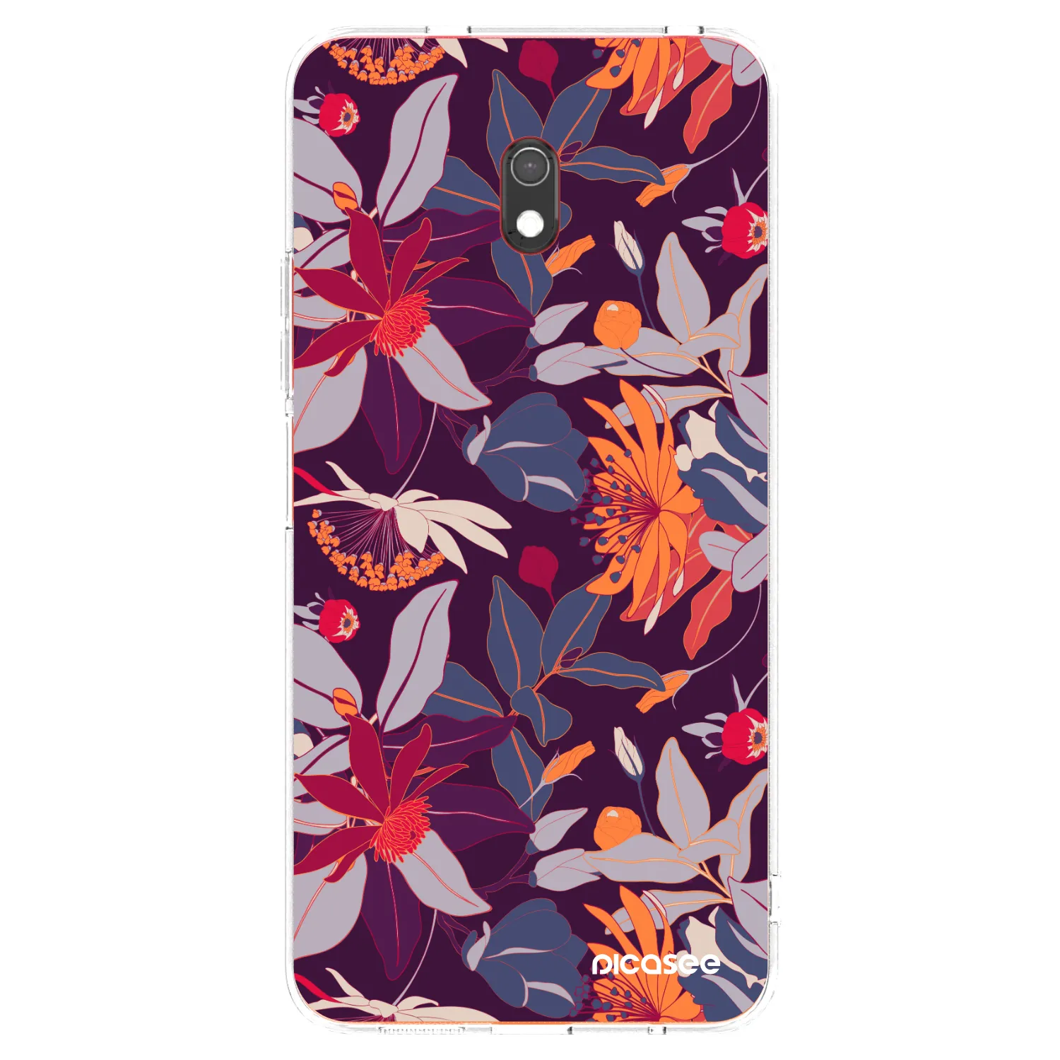 Picasee silikonový průhledný obal pro Xiaomi Redmi 8A - Purple Leaf