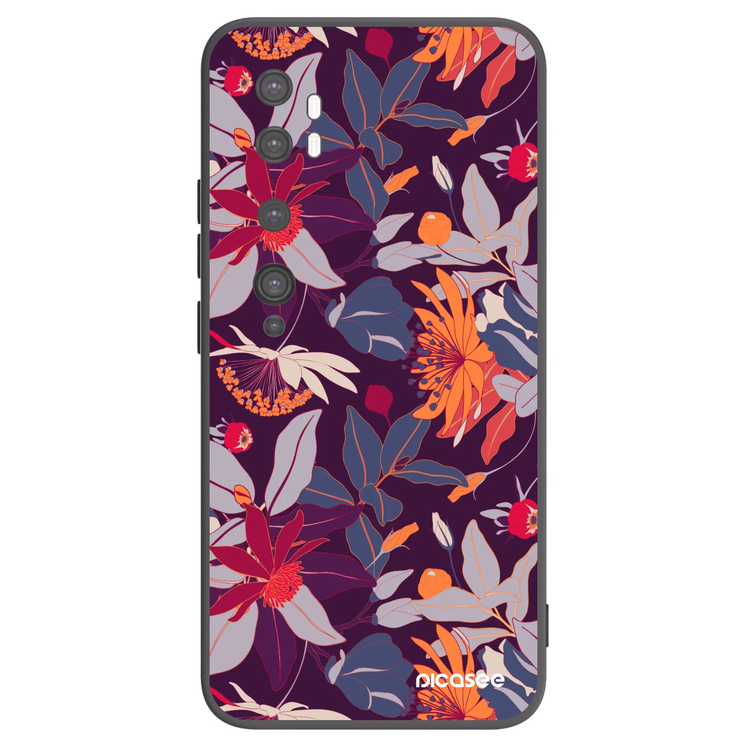 Picasee silikonový černý obal pro Xiaomi Mi Note 10 (Pro) - Purple Leaf
