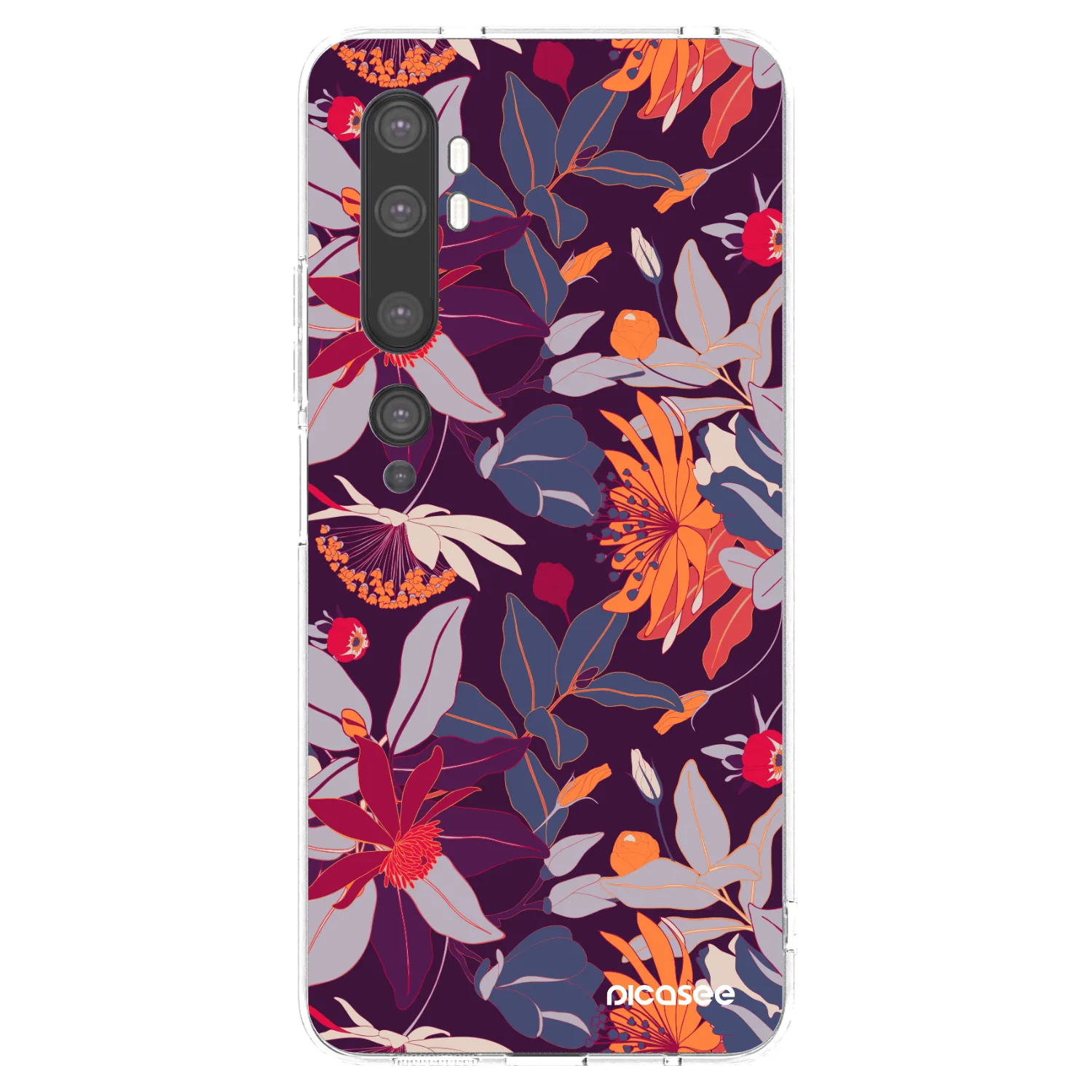 Picasee silikonový průhledný obal pro Xiaomi Mi Note 10 (Pro) - Purple Leaf
