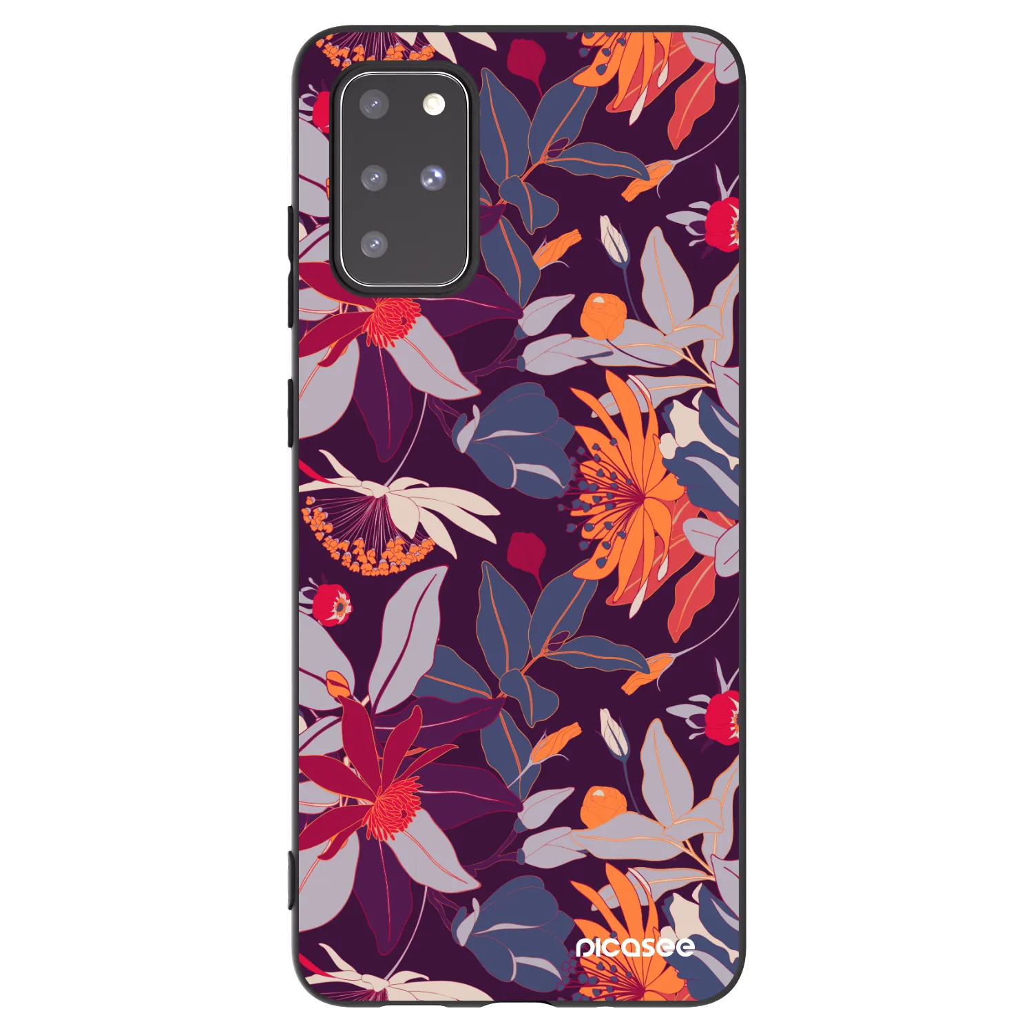 Picasee silikonový černý obal pro Samsung Galaxy S20+ G985F - Purple Leaf