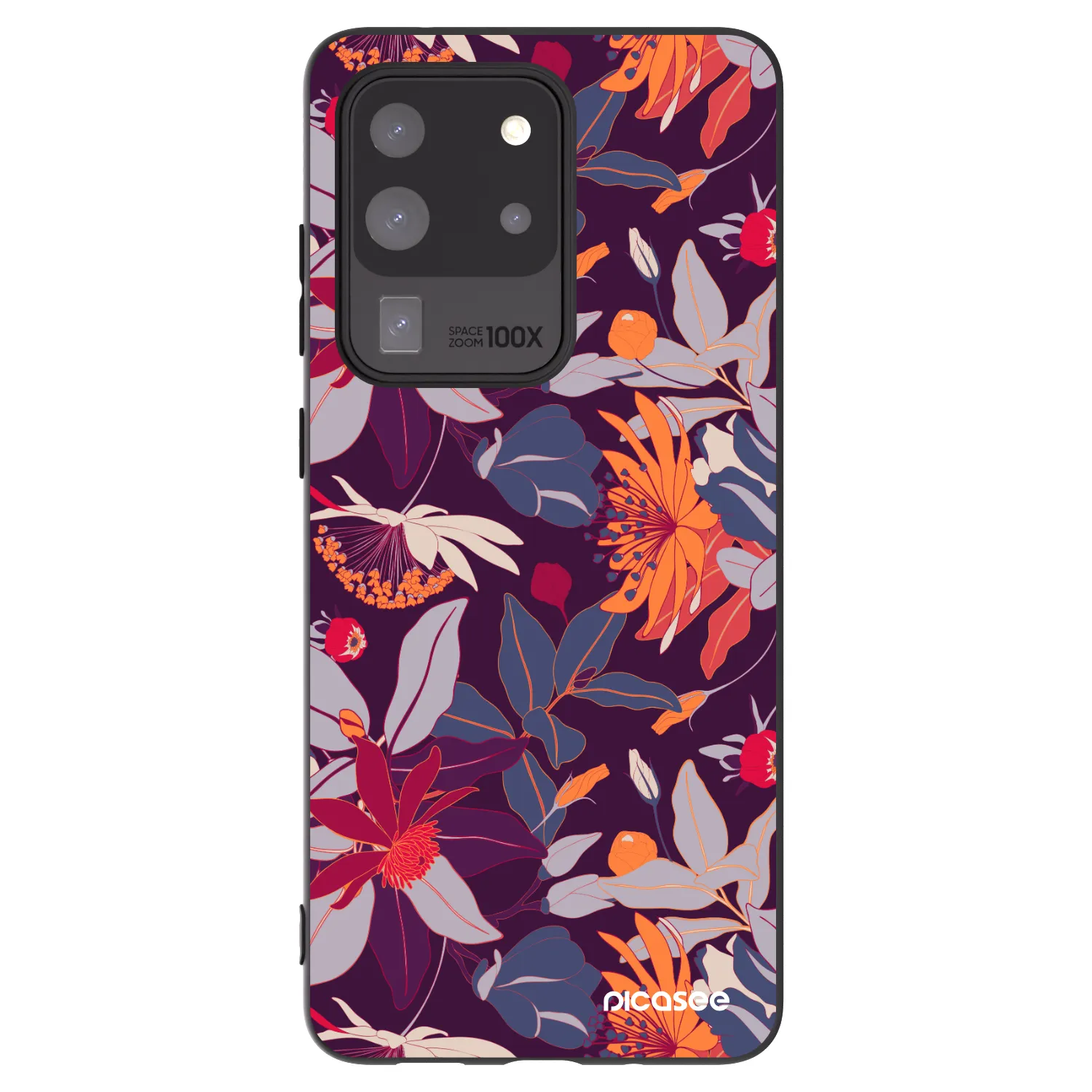 Picasee silikonový černý obal pro Samsung Galaxy S20 Ultra 5G G988F - Purple Leaf