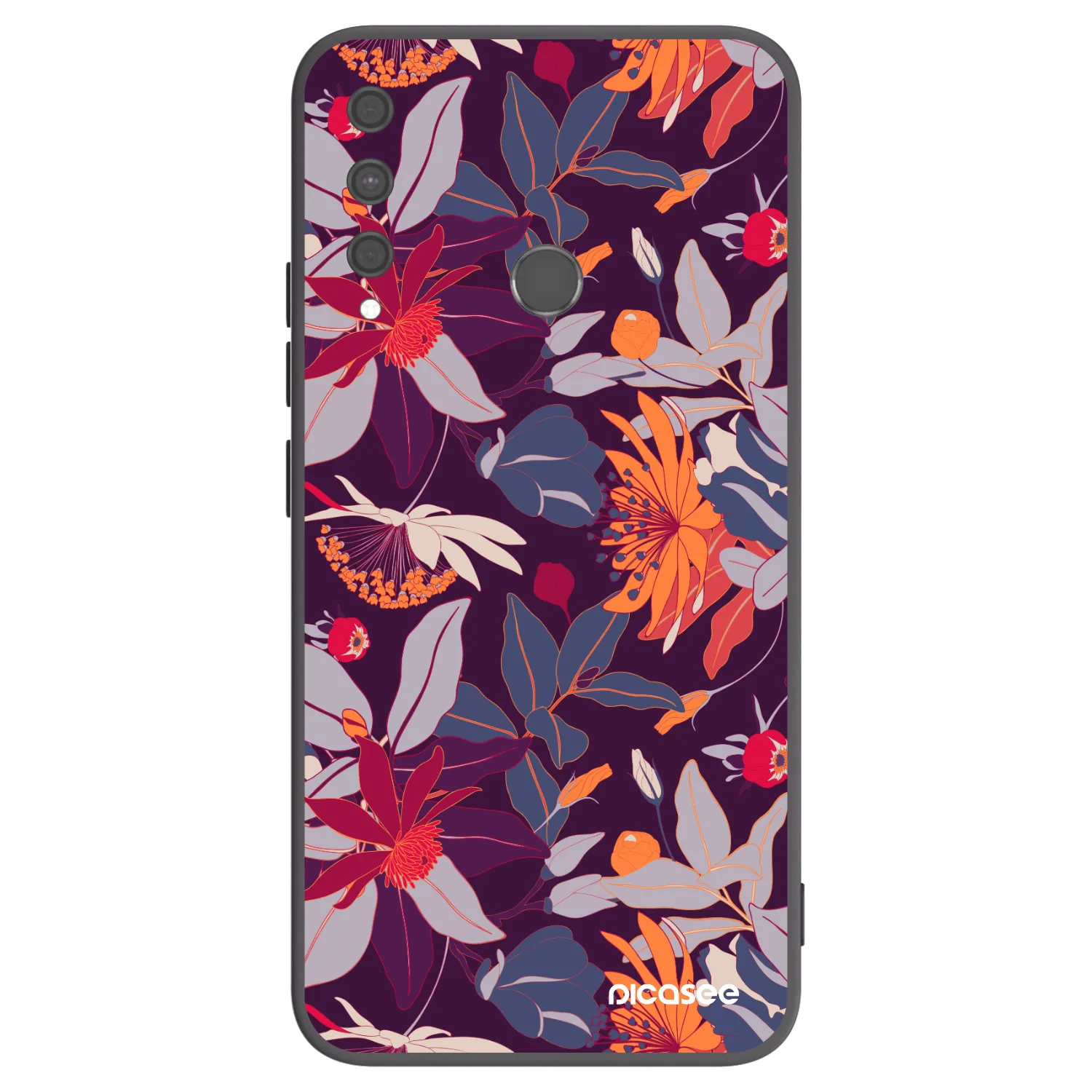 Picasee silikonový černý obal pro Huawei P40 Lite E - Purple Leaf