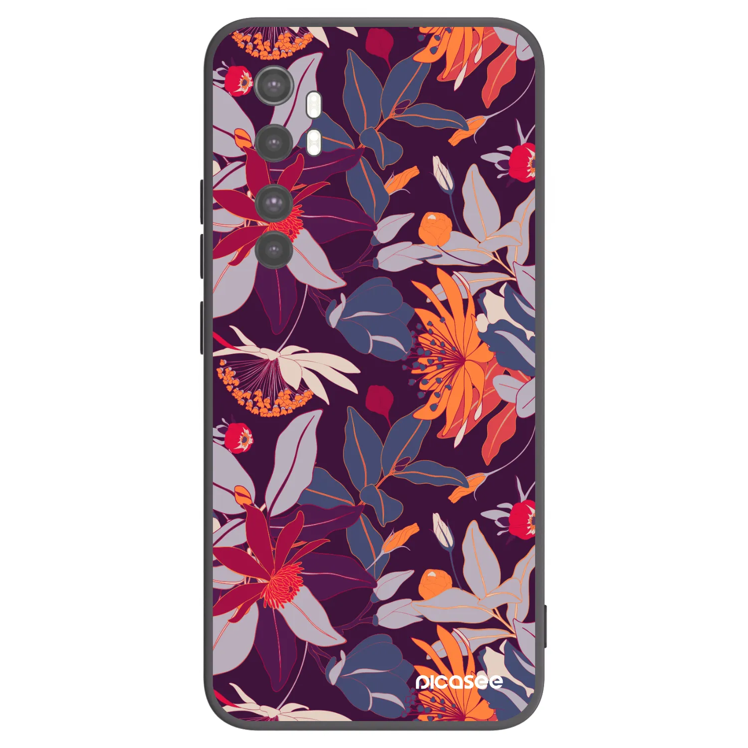 Picasee silikonový černý obal pro Xiaomi Mi Note 10 Lite - Purple Leaf