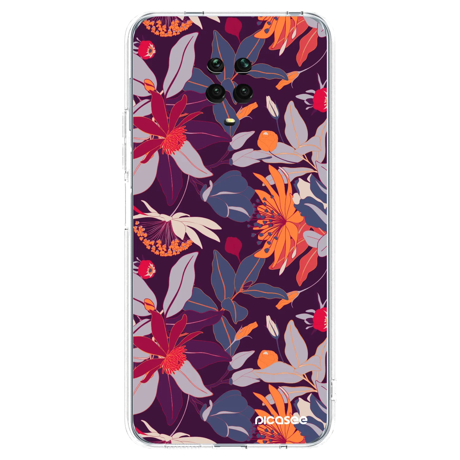 Picasee silikonový průhledný obal pro Xiaomi Redmi Note 9S - Purple Leaf