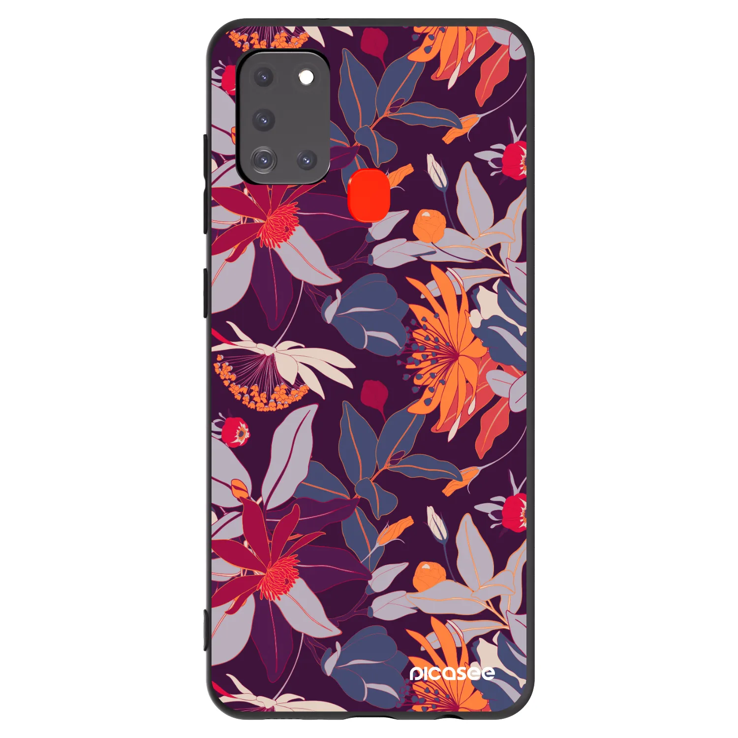 Picasee silikonový černý obal pro Samsung Galaxy A21s - Purple Leaf