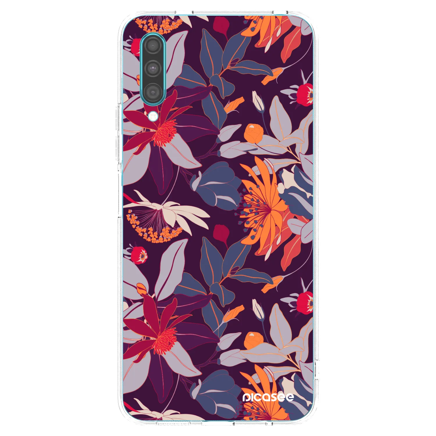 Picasee silikonový průhledný obal pro Samsung Galaxy A30s A307F - Purple Leaf