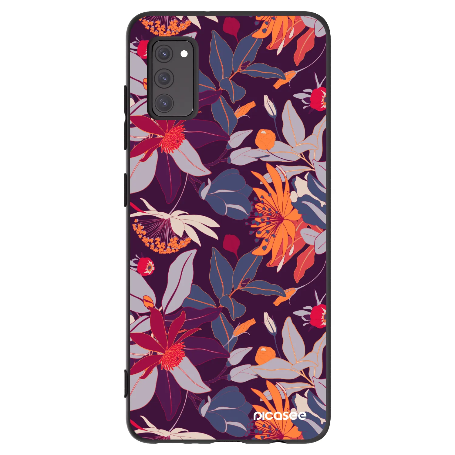 Picasee silikonový černý obal pro Samsung Galaxy A41 A415F - Purple Leaf