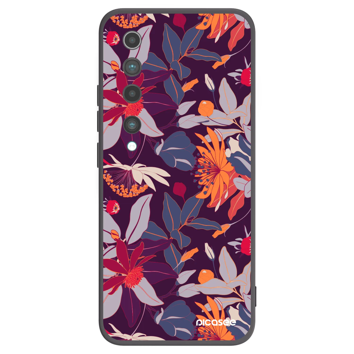 Picasee silikonový černý obal pro Xiaomi Mi 10 - Purple Leaf