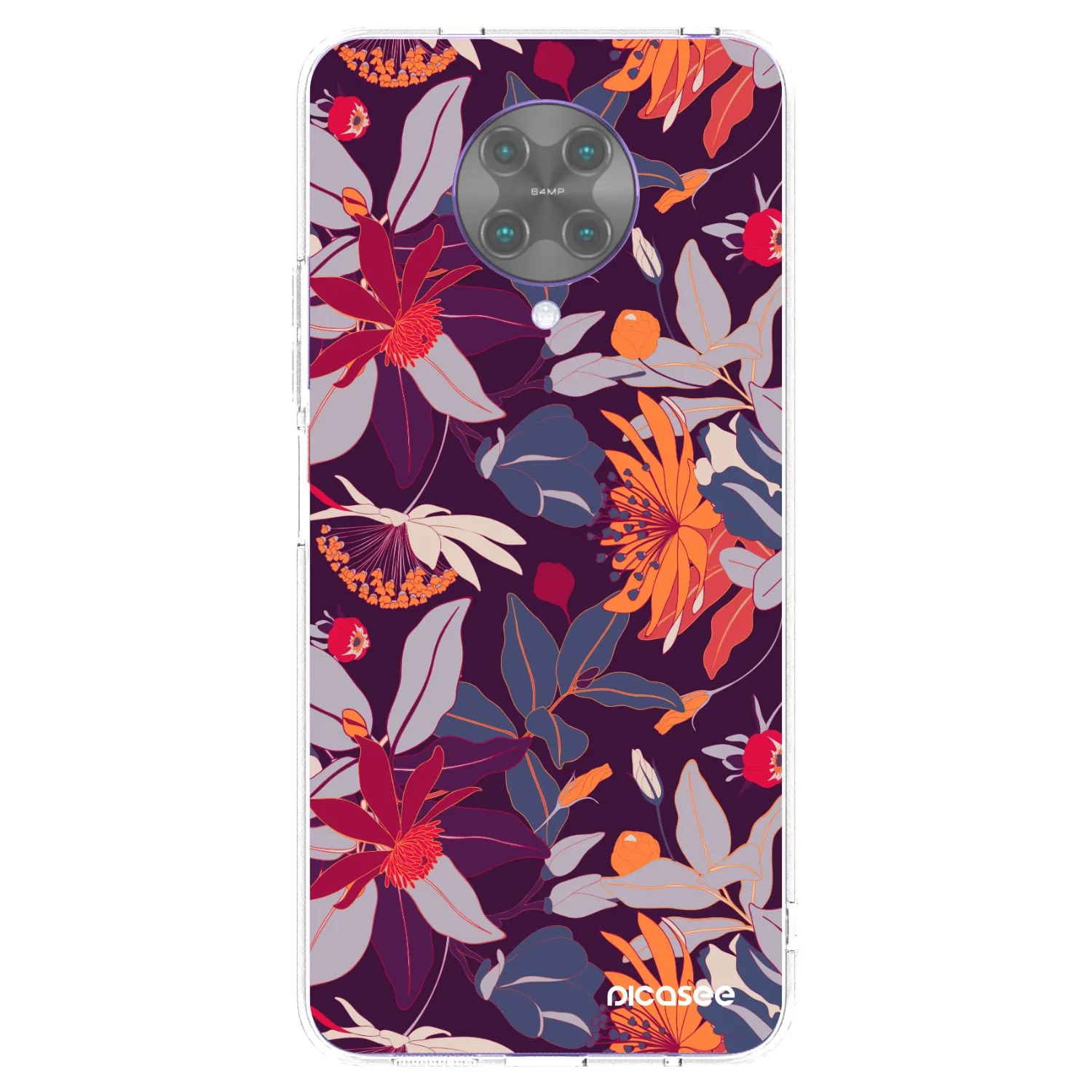 Picasee silikonový průhledný obal pro Xiaomi Poco F2 Pro - Purple Leaf