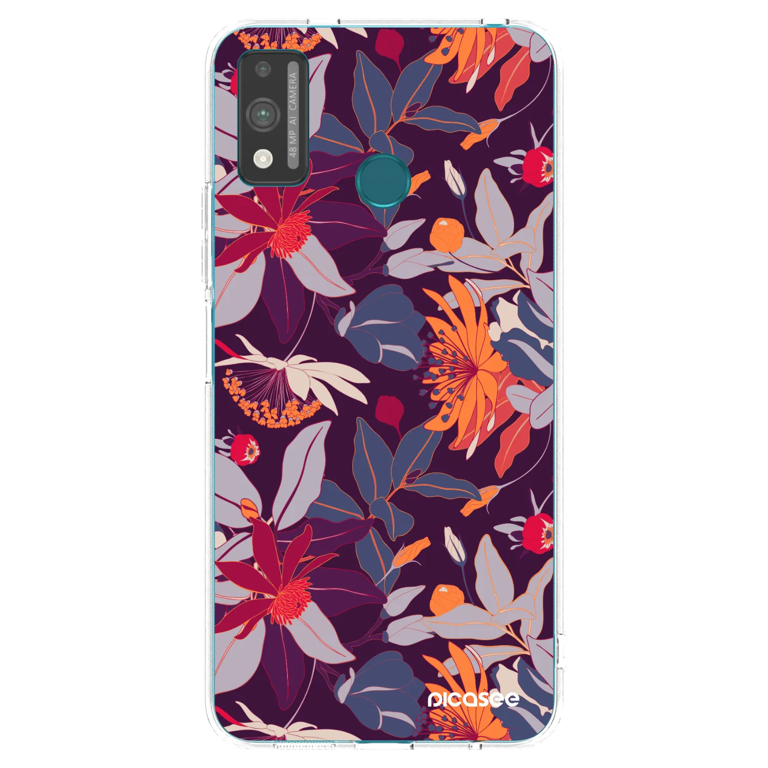 Picasee silikonový průhledný obal pro Honor 9X Lite - Purple Leaf