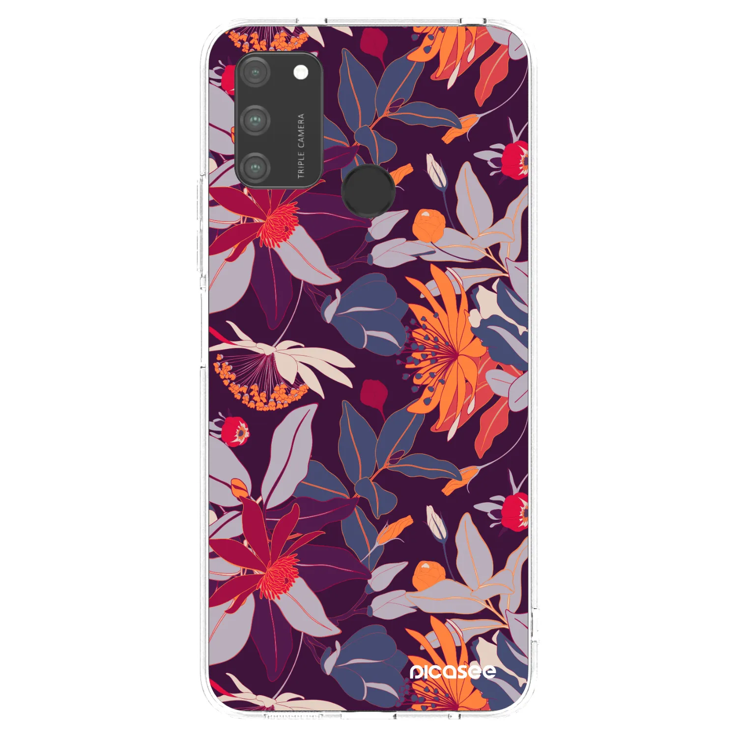 Picasee silikonový průhledný obal pro Honor 9A - Purple Leaf