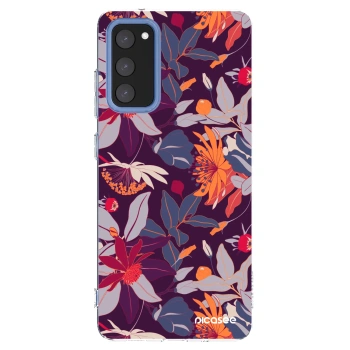 Picasee silikonový průhledný obal pro Samsung Galaxy S20 FE - Purple Leaf