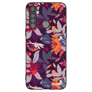 Picasee silikonový černý obal pro Realme 5 - Purple Leaf