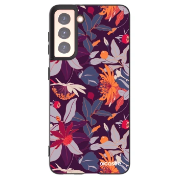 Picasee silikonový černý obal pro Samsung Galaxy S21 5G G991B - Purple Leaf