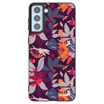 Picasee silikonový černý obal pro Samsung Galaxy S21+ 5G G996F - Purple Leaf