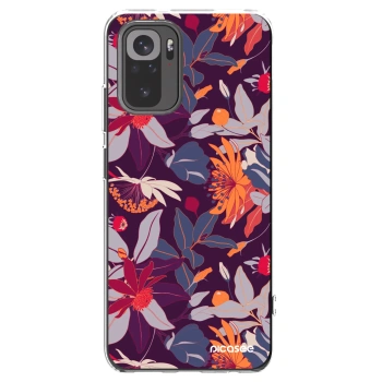 Picasee silikonový průhledný obal pro Xiaomi Redmi Note 10 - Purple Leaf