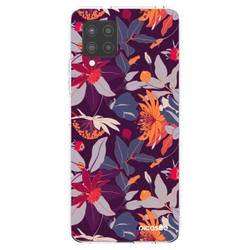 Picasee silikonový průhledný obal pro Samsung Galaxy A42 A426B - Purple Leaf