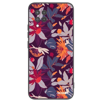 Picasee silikonový černý obal pro Samsung Galaxy A42 A426B - Purple Leaf