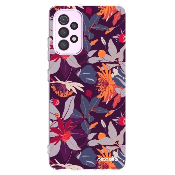 Picasee silikonový průhledný obal pro Samsung Galaxy A32 5G A326B - Purple Leaf
