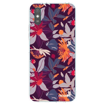 Picasee silikonový průhledný obal pro Xiaomi Redmi 9AT - Purple Leaf