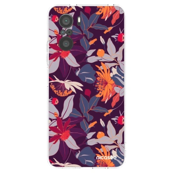 Picasee silikonový průhledný obal pro Xiaomi Poco F3 - Purple Leaf