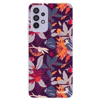 Picasee silikonový průhledný obal pro Samsung Galaxy A32 4G SM-A325F - Purple Leaf
