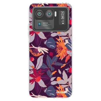 Picasee silikonový průhledný obal pro Xiaomi Mi 11 Ultra - Purple Leaf