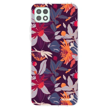 Picasee silikonový průhledný obal pro Samsung Galaxy A22 A226B 5G - Purple Leaf